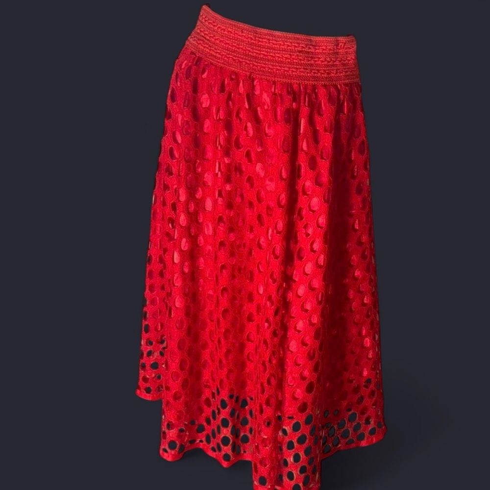 Elegant Red Lace Skirt